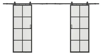 Zdjęcie produktu dla Podwójne drzwi przesuwne z systemem prowadnic - aluminium i szkło bezpieczne - 2 x 205 x 63 cm - WILDEN II