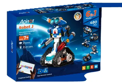 Zdjęcie produktu dla Zestaw robota STEM, modele montażowe 6 w 1, interaktywne programowanie, 480 elementów