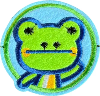 Produktbild von Frosch-Emblem-Aufnäher zum Aufbügeln, rund
