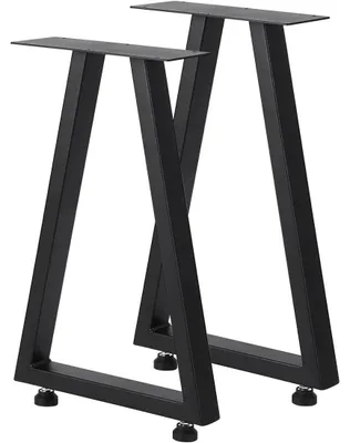 Zdjęcie produktu dla Metalowe nóżki do stołu - trapezowe, 56x38 cm, zestaw 2 sztuki - styl industrialny - solidne nóżki do biurka i stolika kawowego - do samodzielnego montażu