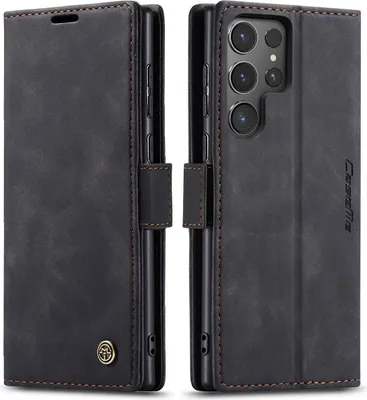 Obrázek produktu pro Pouzdro pro Samsung Galaxy S24 Ultra, RetroPolyuretanKožené Pouzdro s Funkcí Stojánku černé