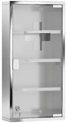 Produktbild von HOMCOM Medizinschrank Arzneischrank mit Schloss Edelstahl 30 x 12 x 60 cm