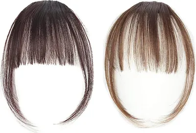 Produktbild von Clip in Bangs, Clip in Fransen Echthaarverlängerungen, Clip in Haarverlängerungen für Frauen, für Frauen, 2 Stück (Hellbraun, Dunkelbraun)