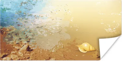 Produktbild von MuchoWow® Poster Strand - Muschel - Wasser 40x20 cm - Poster für die Wand - Poster Schlafzimmer