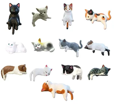 Produktbild von 13 stycken kattfigurer hartsmaterial djur figurer simuleringsdesign katt Katze B