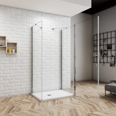 Produktbild von 90x90cm 185cm 6mm U-Form Duschkabine ESG Nano Glas Duschtür Glastür Drehtür