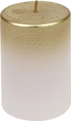 Produktbild von Steinhart Stumpenkerze Foggy Ø 6,8 x 10 cm weiß-gold