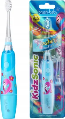 Produktbild von BRUSH-BABY | Schallzahnbürste KidzSonic - Flamingo - für Kinder - sanfte Reinigung - 2 Modi