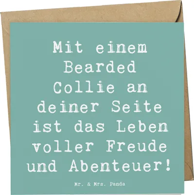 Produktbild von Mr. & Mrs. Panda Grußkarte Spruch Bearded Collie Freund - Meeresbrise - Geschenk, Pflege, Glückwunschkarte, faltkarte, Abenteuer, Hunderasse, Klappkarte, Hunderassen