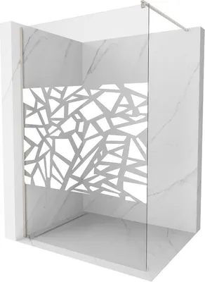 Produktbild von Mexen Kioto Duschwand Walk-in 90 x 200 cm, weißes Muster 8 mm, gebürsteter Nickel - 800-090-101-97-85