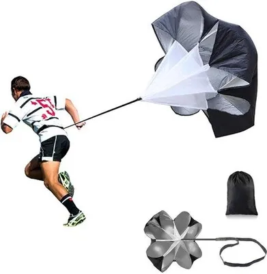 Productafbeelding van Parachute voor hardlopen - Weerstandsparachute - Snelheidsparachute - Hardloopparachute - Krachttraining - Inclusief draagtas - Trainingsmateriaal - Fitnessparachute - Sprintparachute - Weerstandsparachute - Geschikt voor voetbal, hardlopen, atletiek en andere sporten
