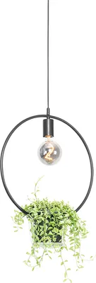 Produktbild von QAZQA - Moderne Hängelampe I Pendellampe I Pendelleuchte schwarz mit Glas rund - Roslini I Wohnzimmer I Schlafzimmer - Stahl Rund - LED geeignet E27