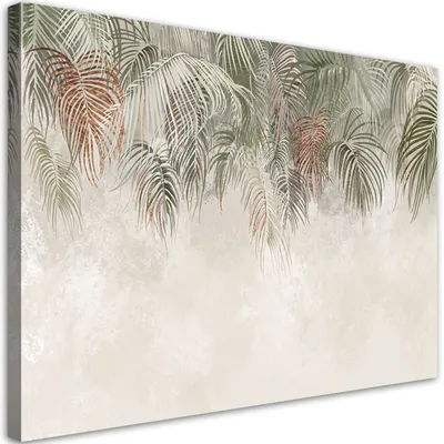 Produktbild von Leinwandbild palmenblätter 100x70 cm Feeby beige wandbild bereit zum aufhängen