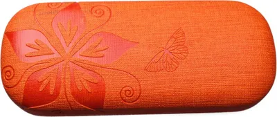 Produktbild von Lacoste Naxos Hartschalen Brillenetui Orange mit geprägtem Blumendesign 65x155x35 mm
