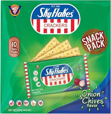 Produktbild von M.Y.San Sky Flakes Cracker mit Zwiebel & Schnittlauch 250g | Philippinen Weizen Kekse Onion & Chives