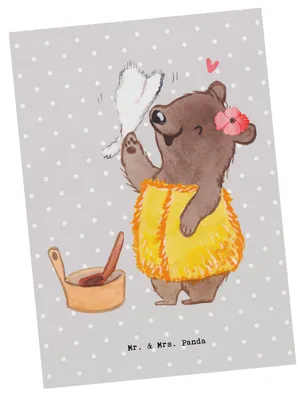 Produktbild von Mr. & Mrs. Panda Postkarte Saunameisterin Herz - Grau Pastell - Geschenk, Fotokarte, Postkarten, Grußkarte, Ansichtskarten, Ansichtskarte
