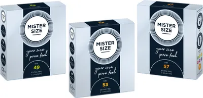 Produktbild von 9x Mister Size Kondome Probierset 49 / 53 / 57 mm - mittelgroße Kondome