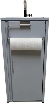 Produktbild von Mobiles Spülbecken Waschbecken Spüle mit Rollenhalter Silbergrau inkl. Zubehör