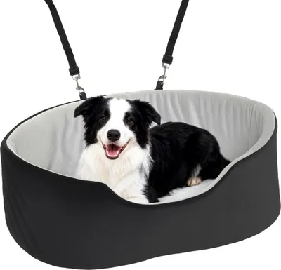 Immagine prodotto di PawHut Seggiolino per cani con cintura di sicurezza e attacco, comodo seggiolino imbottito per cani fino a 15 kg, trasportino rimovibile, nero