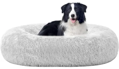 Productafbeelding van Orthopedisch hondenbed, rond, donutvorm, wasbaar, 90 cm diameter, lichtgrijs