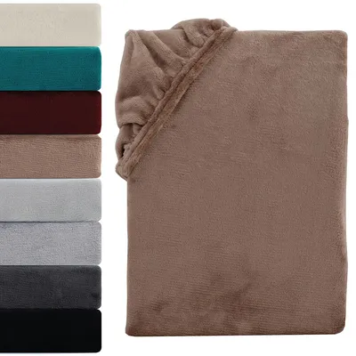 Produktbild von Winter Spannbettlaken Teddy Plüsch 180-200x200 cm Warme Cashmere Touch Spannbetttuch Bettlaken, Nougat Braun