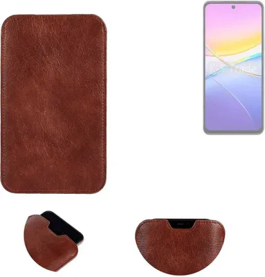 Produktbild von K-S-Trade Schutzhülle Handyhülle kompatibel mit Vivo Y37 5G Handytasche Kunstleder Sleeve in braun