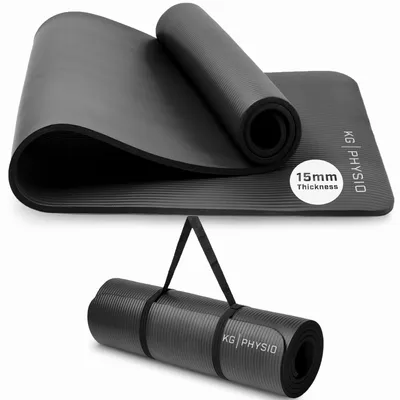 Image de Tapis de yoga tapis de fitness tapis de sport - Antidérapant - 183 x 60 cm - 15 mm d'épaisseur - Avec sangle de transport