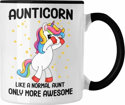 Produktbild von Trendation - Tante Aunticorn Geschenk Tasse Geschenkidee Beste Tante Kaffeetasse Geschenk Lustig (Schwarz)