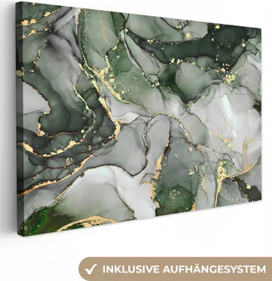 Produktbild von MuchoWow® - Leinwandbilder - Luxus - Marmor - Grün, Wandbild, Wanddeko Bilder Wohnzimmer, 60x40 cm
