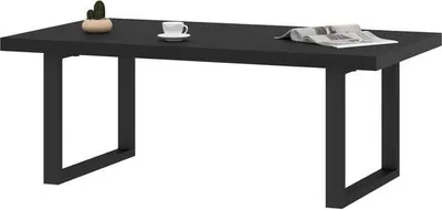 Image de Table basse Unyqoos® noire, avec plateau en MDF et structure en métal, dimensions : 100 x 55 x 45,5 cm – table basse compacte et stable pour le salon, facile à entretenir
