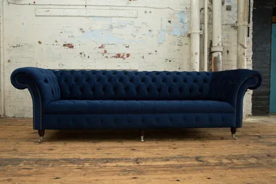 Zdjęcie produktu dla Sofa Chesterfield aksamitna czteroosobowa designerska sofa tapicerowana kanapa aksamitna 265cm