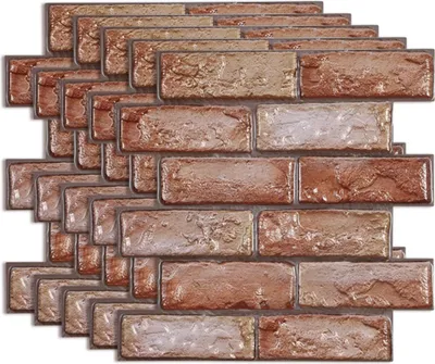 Obrázok produktu pre 3D nástenné panely so skrutkovými hranami - vzhľad tehál - samolepiace - 12 kusov - 70x77cm - PVC - vnútorné a vonkajšie
