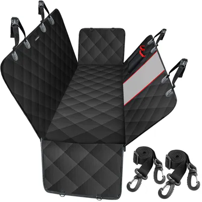 Image de Couverture pour chien, pour la banquette arrière de la voiture, noire, 137 x 147 cm, imperméable