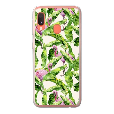 Produktbild von MuchoWow® Handyhülle Schutzhülle Hülle für Samsung Galaxy A20e Flamingo - Blätter - Muster Silikon Softcase Handy Hülle - Abdeckung