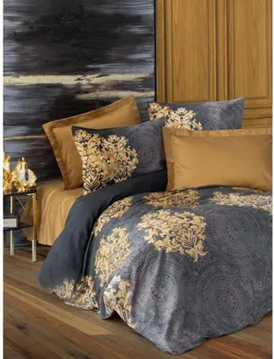 Produktbild von Bettwäsche-Set, 220 x 240 cm, 100% Baumwollsatin, Anthrazit, 2 Kissenbezüge 60 x 60 cm, 210 Fadenzahl