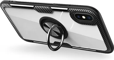 Image de Premium HandyHousse Carbon Transparent Case Cover Rotary Ring TPU 360° Magnetic for Samsung Galaxy S21 Plus (G996F)