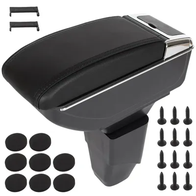 Image de Peugeot 206 98-12 Accoudoir avec compartiment de rangement, noir + kit de montage