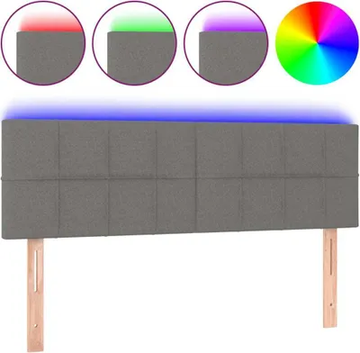 Image de vidaXL Tête de lit LED gris foncé 144x5x78/88 cm Tissu