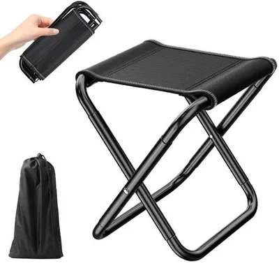 Immagine prodotto di Sedia pieghevole leggera Unyqoos® con borsa da trasporto – struttura in acciaio (Acciaio al carbonio), seduta in tessuto Oxford, pieghevole e compatta, ideale per campeggio, picnic e pesca