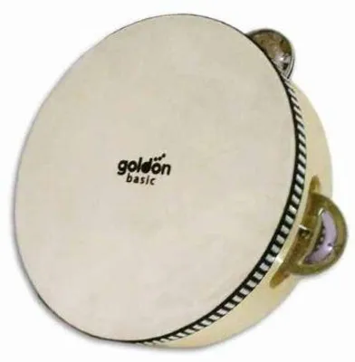 Image de Tambourin Goldon avec cloche et cymbales 15cm