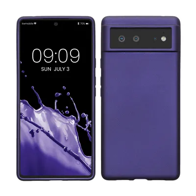 Produktbild von kwmobile Case kompatibel mit Google Pixel 6 Hülle - Schutzhülle aus Silikon metallisch schimmernd - Handyhülle Metallic Blauviolett