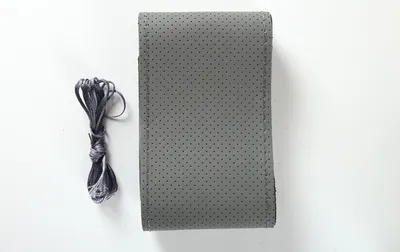 Image de Coudre à la main l'enjoliveur de roue en cuir automobile Grips de voiture Housses de voiture en cuir gris Ligne grise_40cm