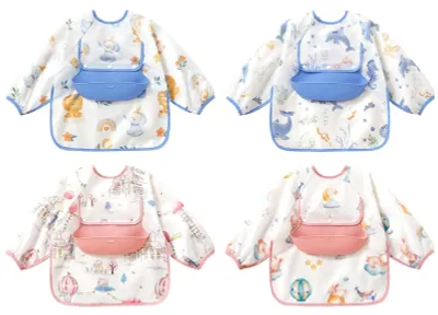 Produktbild von Baby-Schürze mit Ärmeln für Essen und Reisen