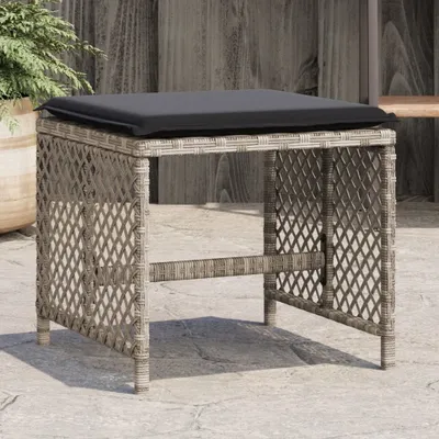 Produktbild von Möbel Gartenhocker mit Kissen 4 Stk. Hellgrau 41x41x36 cm Poly Rattan - Gartenhocker 365053