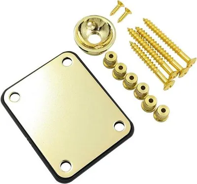 Produktbild von E-Gitarre Halsplatte String Sleeves & Jackplatte Hardware Set goldfarben