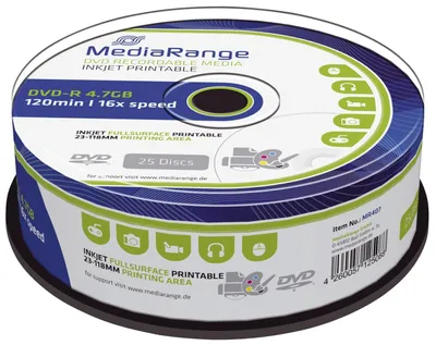 Image de MediaRange DVD-R 4.7GB 25pcs Spindel 16x Inkjet Full Printa