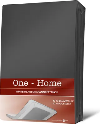 A folded dark gray fitted sheet is presented on a white background with a red and brown label.