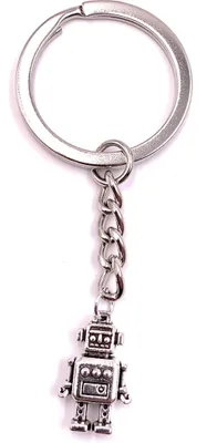 Zdjęcie produktu dla Onwomania Brelok do kluczy Robot Machine Srebrny metalowy wisiorek Charm