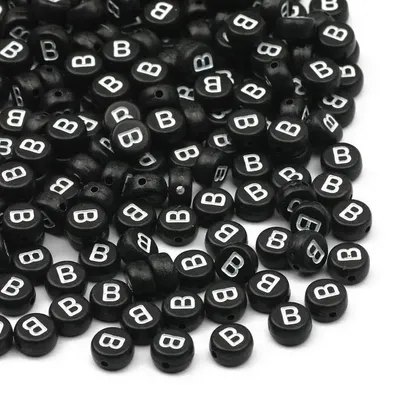 Image de Perles en forme de lettres en acrylique - Lettre B - Forme ronde - 300 pièces - 4 x 7 mm - Pour la fabrication de bijoux