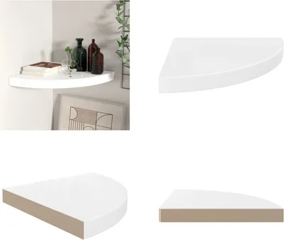 Obrázek produktu pro vidaXL Rohová plovoucí police vysoký lesk bílá 35x35x3,8 cm MDF - Nástěnná police - Nástěnné police - Plovoucí nástěnná police - Plovoucí nástěnná police